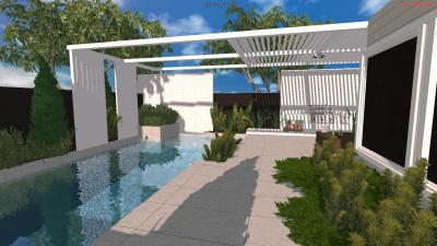 3D render of custom pool with spa in Saint Cloud