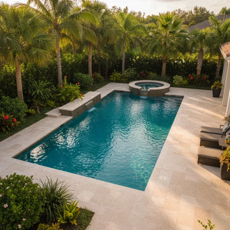Custom saltwater pool with tropical landscaping in Central Florida