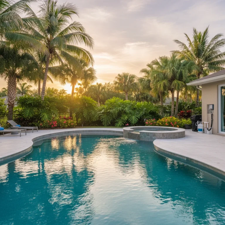 Custom pool with salt chlorine generator in Central Florida backyard