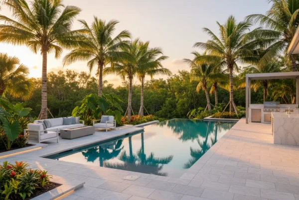 Custom pool deck with heat resistant surface in Central Florida