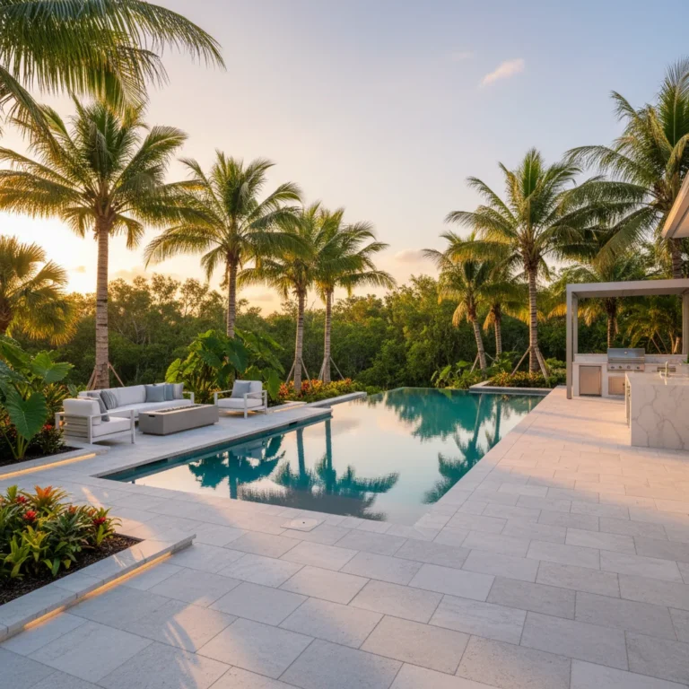 Custom pool deck with heat resistant surface in Central Florida