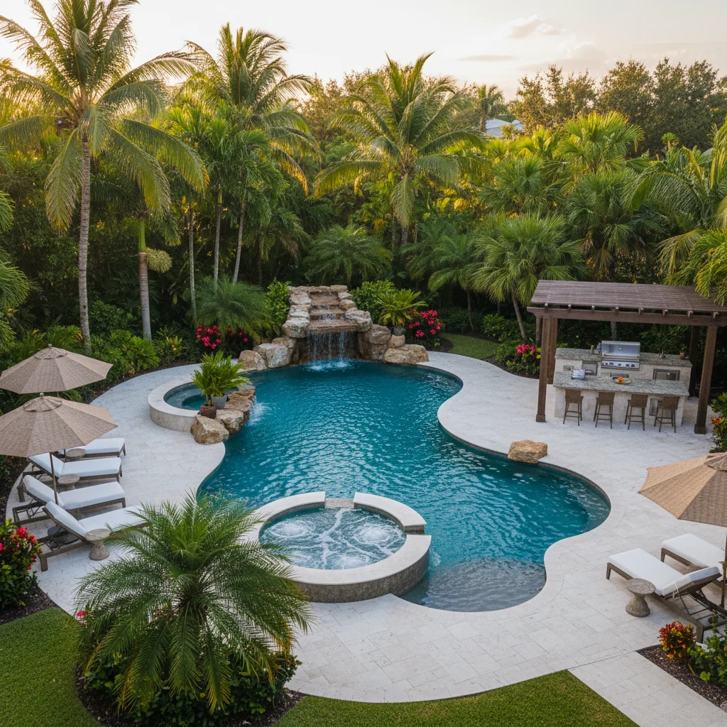 Premium Pool Design project in New Smyrna Beach, FL by Luxe Outdoor Construction