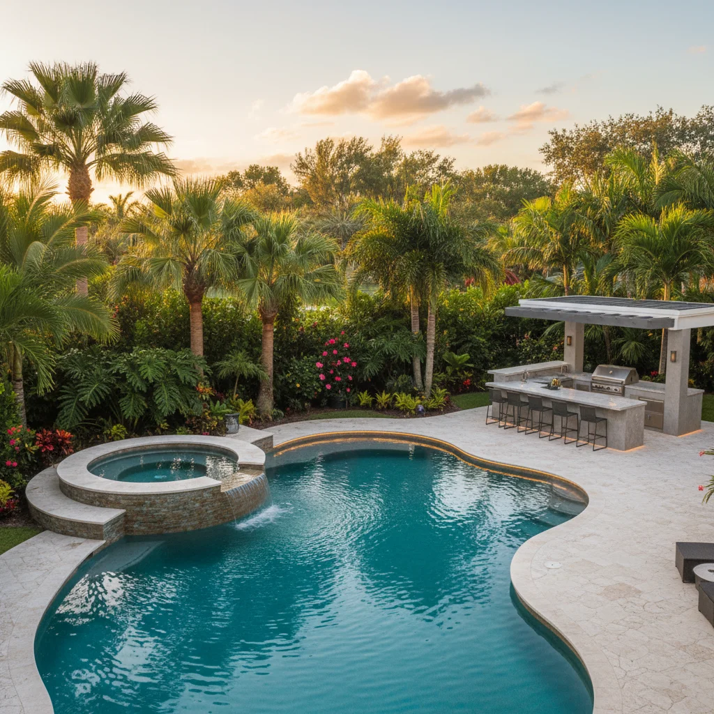 Resort-Style Concept project in New Smyrna Beach, FL by Luxe Outdoor Construction