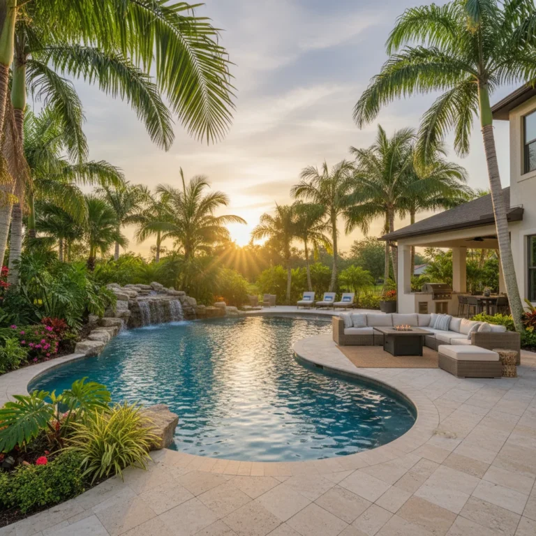 custom family pool with tropical landscaping in Central Florida