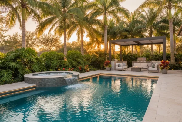 Custom pool with tropical landscaping in Central Florida