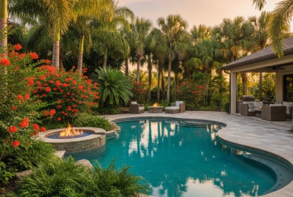 Custom pool with Florida-friendly landscaping in Central Florida
