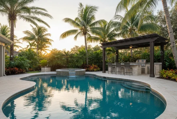 Custom heated pool with tropical landscaping in Central Florida
