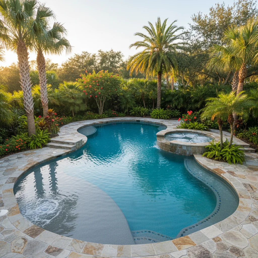 Modern freeform pool designs for Central Florida backyards | Luxe Outdoor Construction