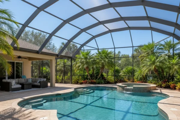 Custom pool with pool dome enclosure in Leesburg Florida