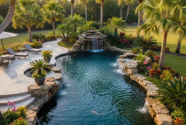 Custom pool and koi pond combo in Leesburg Florida backyard