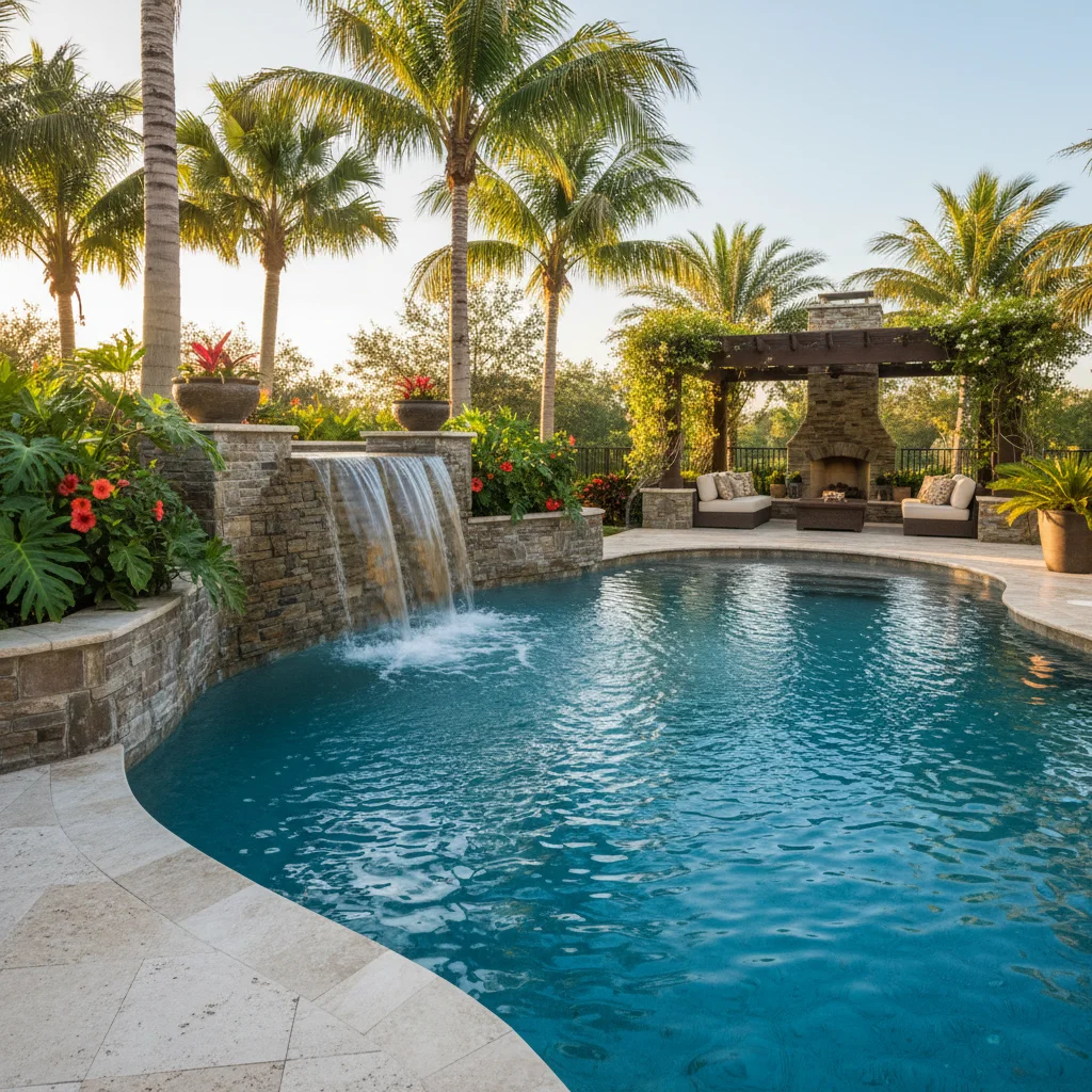 Pool Waterfall Design Options Central Florida | Custom Pool Features