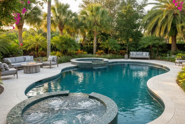 Custom saltwater pool with tropical landscaping in Central Florida